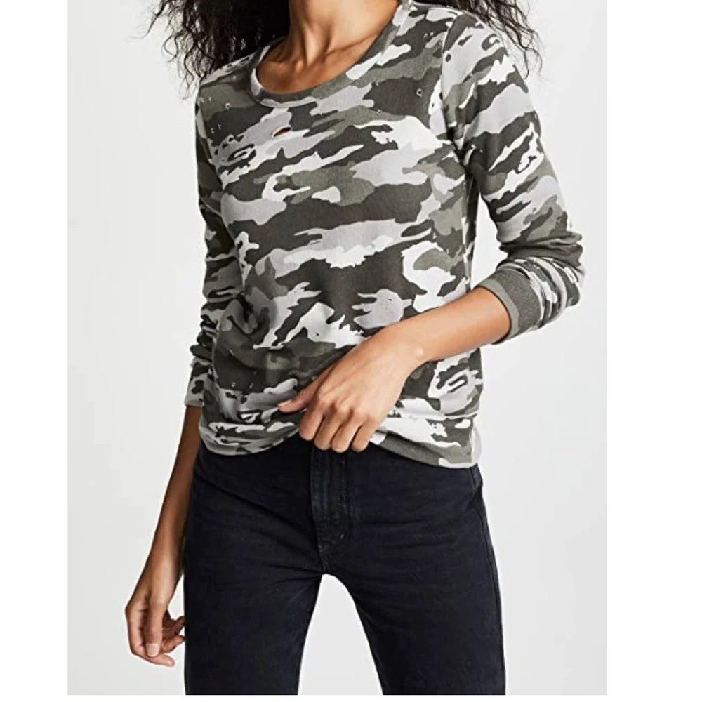 *NWT* Chaser Women's Sweatshirt (XS) Gray Camouflage Cozy Scoop Neck Pullover